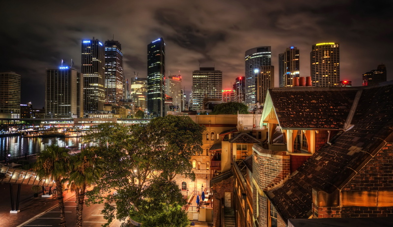 financial district, modern, building exterior, outdoors, office building exterior, 4K, architecture, urban skyline, Australia, illuminated, sky, cityscape