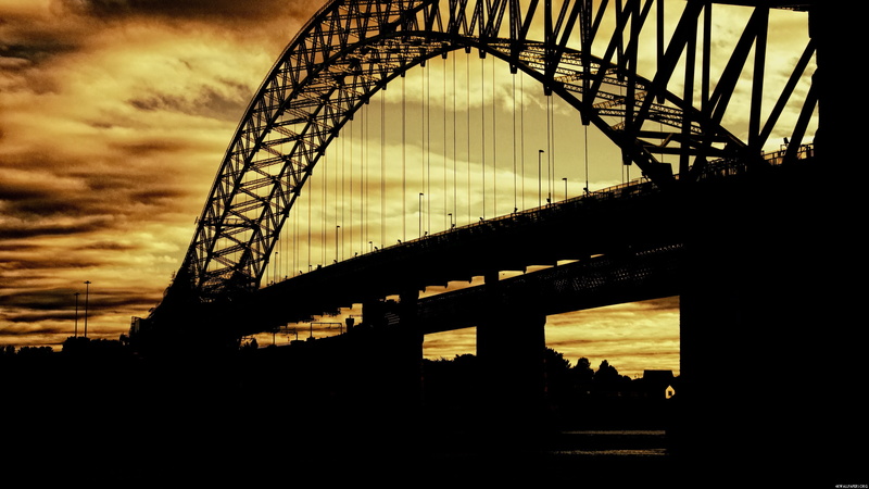 bridge, metal, dusk, photography, architecture, 4K, low angle view, sunset, sky, long, no people, travel destinations, connection, bridge - man made structure