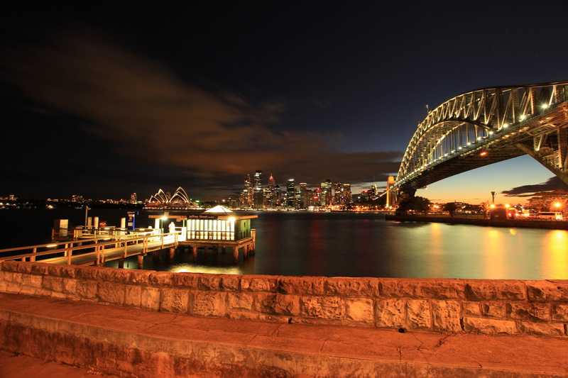 australia, skyscraper, bridge, night, tourism, connection, city, illuminated, transportation, travel destinations, nature, water, arch bridge, sky, sydney
