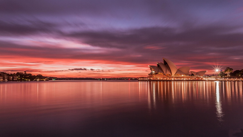 sidney, opera, australia, nature and landscapes, 2K, sunset