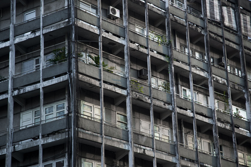building, gray, low angle view, construction industry, residential district, building exterior, outdoors, decay, city, windows, repetition, backgrounds