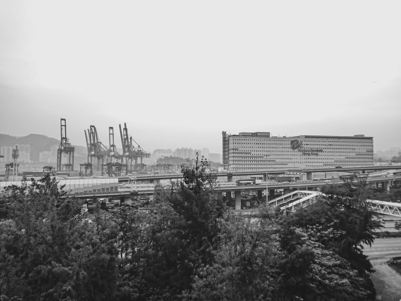 Bulidings, Trees, 4K, nature, transportation, plant, Landscape, industry, Shore, day, building, Blackandwhite, Sky, built structure, no people, Highway