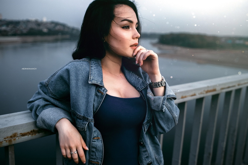looking, depression - sadness, watch, water, jeans jacket, 2K, contemplation, young adult, rain, young women, sitting, beautiful woman, hairstyle, women outdoors