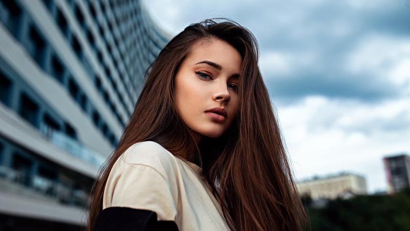 look, hairstyle, model, beauty, 1080P, portrait, Lenar Abdrakhmanov, brown hair, bokeh, makeup