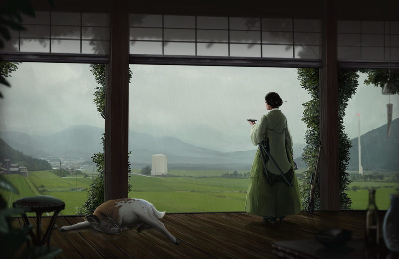 Oriental, Woman, Girl, Deer, 1080P, Fantasy, Women