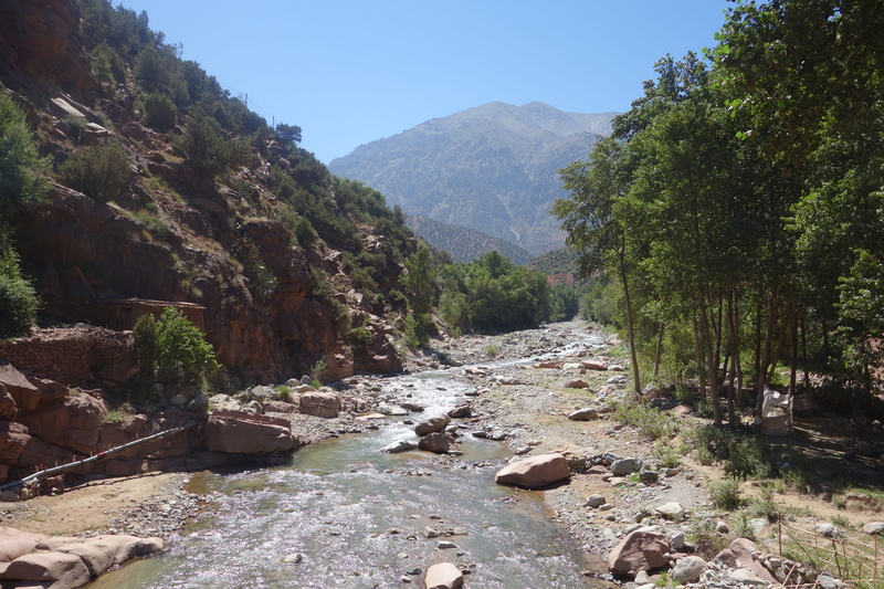 tranquil scene, tranquility, day, mountain range, river, non-urban scene, flowing water, rock, hiking, mountains, mountain, tree, marrakech, eureka valley