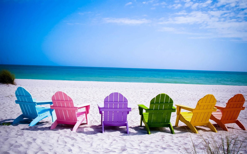 tranquil Scene, scenics - nature, horizon over water, no People, sunlight, adirondack, water, blue, chair, chairs, six, tropical Climate, scenics, day