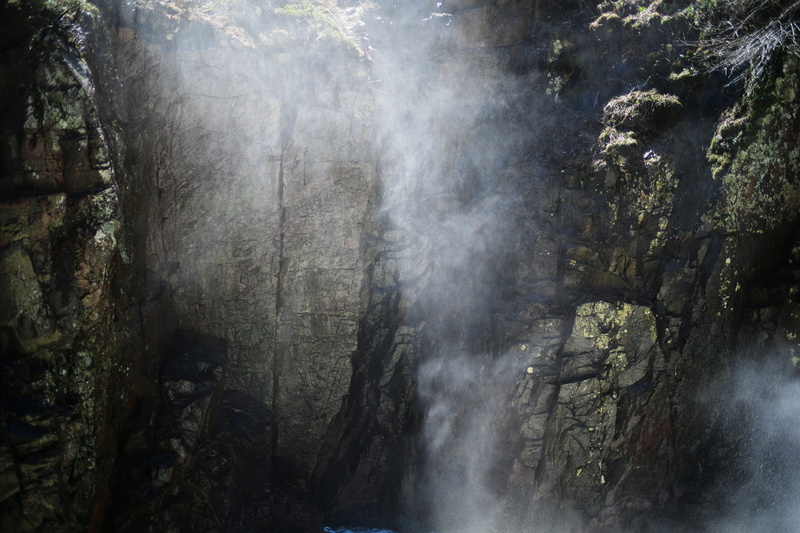 mountain, mist, 5K, daytime, tree, adventure, solid, flowing water, smoke - physical structure, nature, beauty in nature, motion, tranquility, waterfall