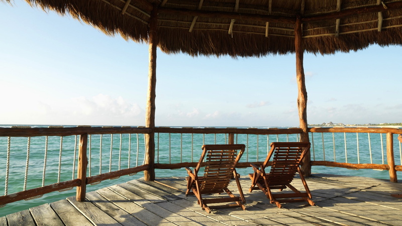chairs, loungers, wooden, sea, two, chaise, 1080P, resort, brown, mexico