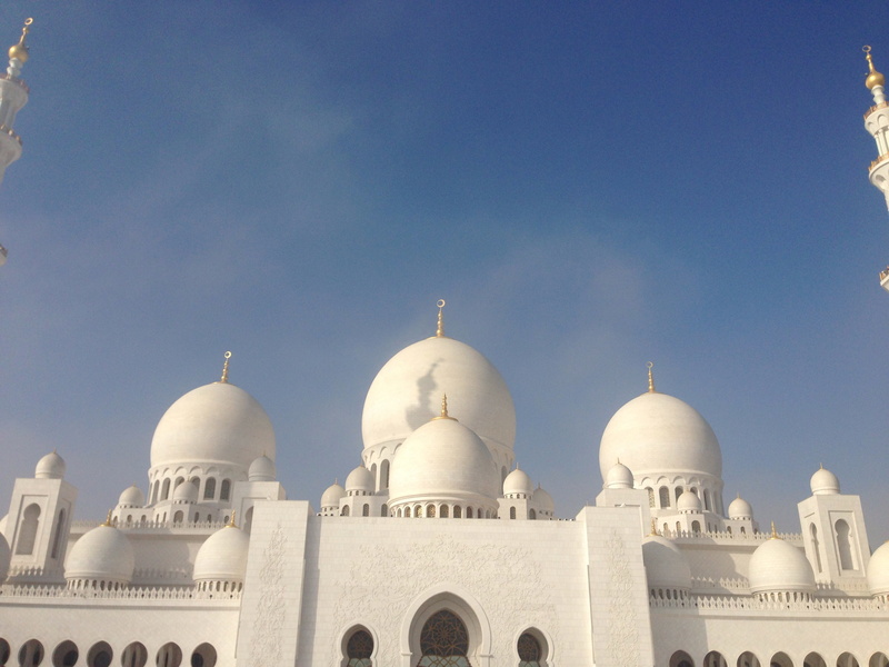 travel destinations, built structure, outdoors, minaret, religious, ornate, holiday, islam, couple, minarets, sky, arabic, dhabi, ornament, religion, place of worship