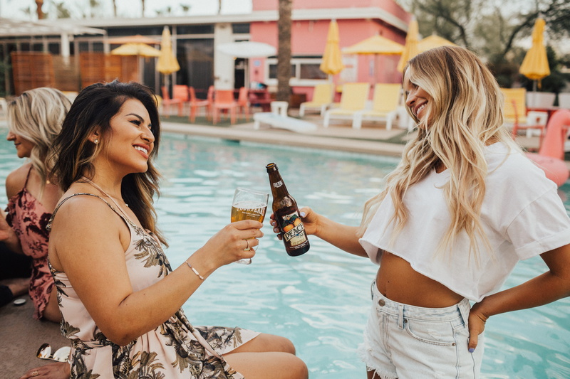 tosing, young Adult, vacations, people, caucasian Ethnicity, smiling, liquor, summer, beer - Alcohol, lifestyles, smile, woman, water, happiness, carefree