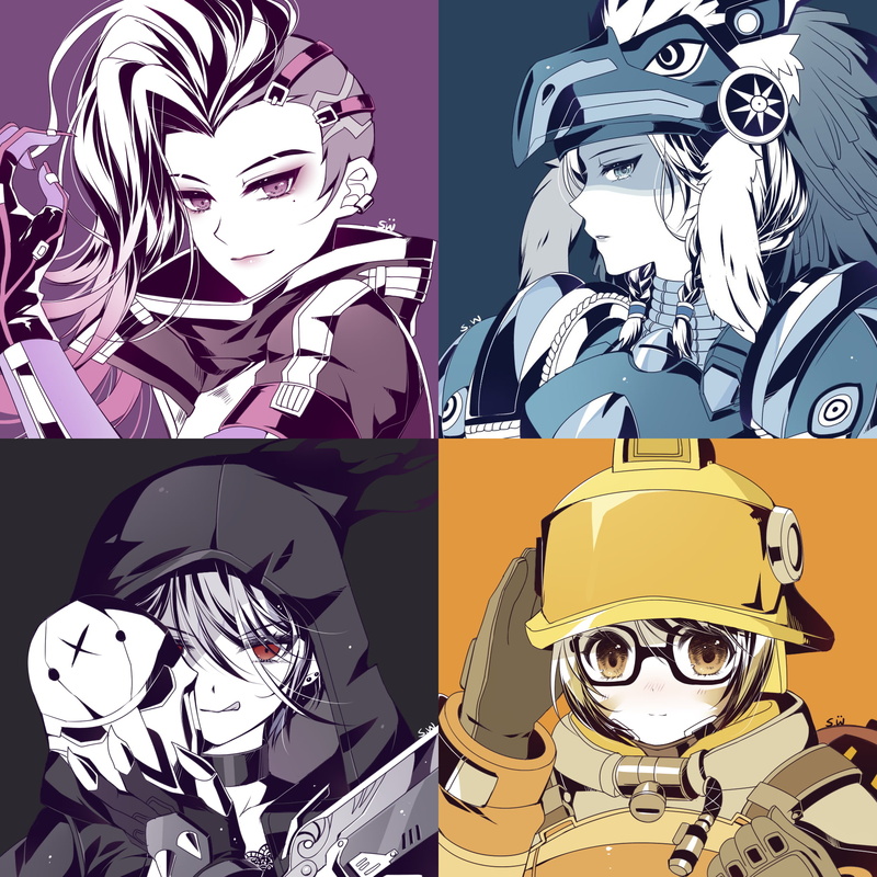 Mei (Overwatch), 720P, Overwatch, collage, Reaper (Overwatch), Sombra (Overwatch), Pharah (Overwatch)