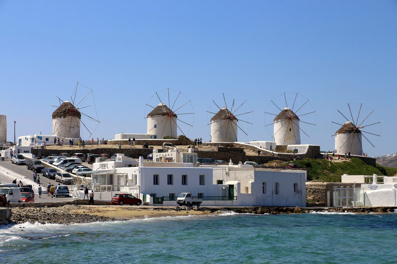 clear sky, environment, outdoors, environmental conservation, 5K, greece, sky, no people, tourism, built structure, water, island, sea, renewable energy