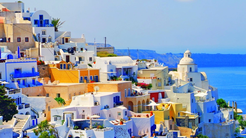 landscape, built structure, color, town, sky, concrete, building exterior, house, city, Greece, place of worship, building, houses, townscape, outdoors