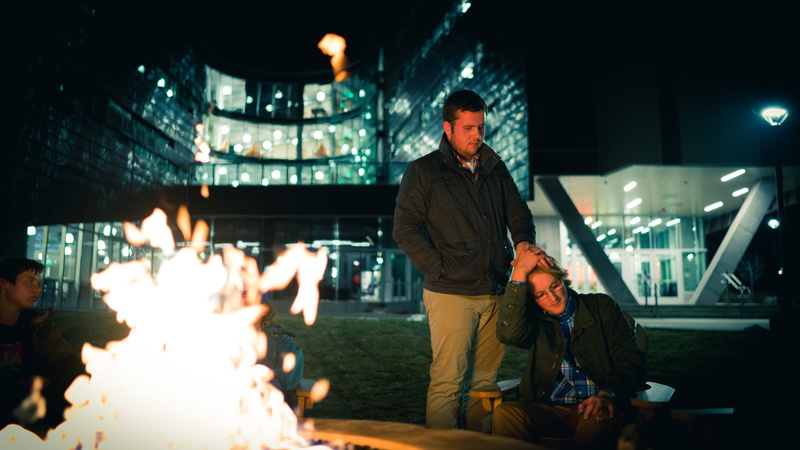 mature men, lifestyles, emotion, adult, illuminated, people, fire - natural phenomenon, lighting equipment, friends, men, night, two people, dinner, standing