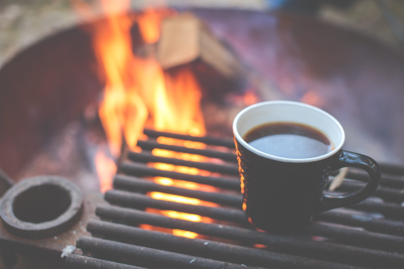 no people, camping, burning, kitchen utensil, coffee - drink, cup, coffee mug, metal, hot drink, coffee cup, black, filled, food and drink, mug, food, near