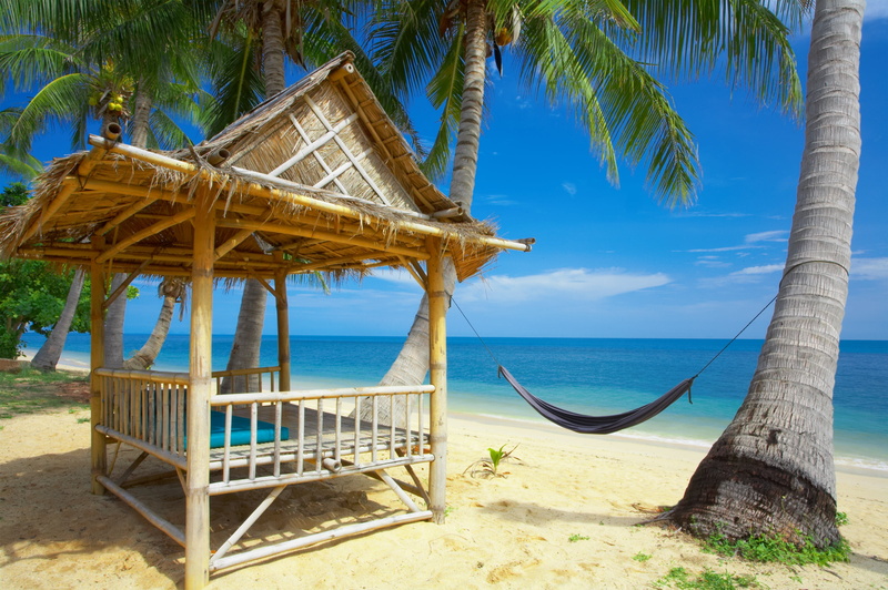 tranquility, horizon over water, outdoors, travel Destinations, nature, asia, 2K, horizon, landscape, vacations, blue, day, hut, tranquil Scene, plant