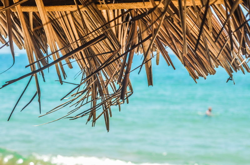 nipa, blue, paradise, horizon, scenics - nature, outdoors, hut, daytime, turquoise colored, swimming, sea, nature, beauty in nature, thatch, land, no people