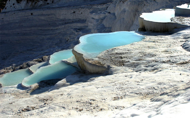 photography, high angle view, city, land, white color, winter, no people, tranquility, nature, pamukkale, ice, glacier, day, 1080P, snow, beauty in nature