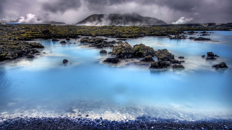 steam, pools, nature and landscapes, rocks, 1080P, lscape, thermal, typical, hills, icelic