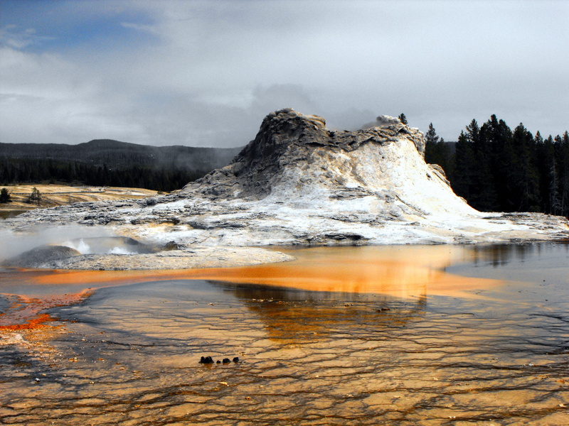 usa, basin, spring, old geyser, outdoor, america, outdoors, wyoming, Old, hot, tranquility, pool, winter, travel, blue, day, 2K, mountain, area, Park