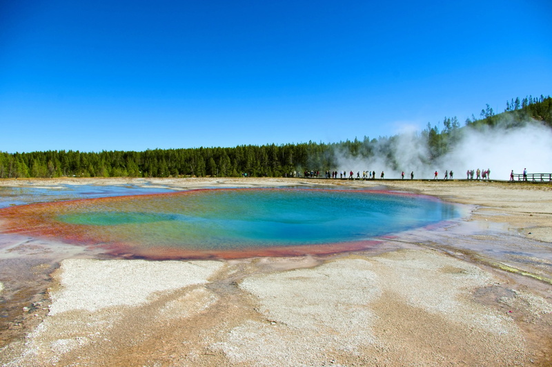 copy space, lagoon, water, spring, scenery, clear sky, sky, pool, wyoming, tranquility, geyser, no people, landscape, outdoors, national, beauty in nature