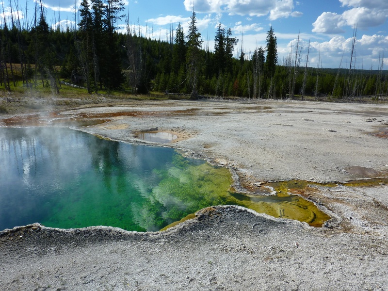 volcanic crater, water, tranquil scene, usa, tranquility, beauty in nature, nature, power in nature, geology, thermal spring, geyser, day, yellowstone national park