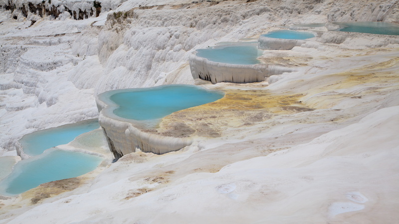 Calcium, famous, turquoise colored, scenics - nature, water, dry, tranquil scene, hot spring, nature, pool, tranquility, geology, turkey, physical geography