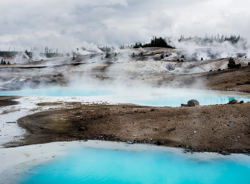 body, turquoise colored, near, beauty in nature, landscape, heat - temperature, sky, non-urban scene, Blue, geology, park, scenics - nature, Yellowstone