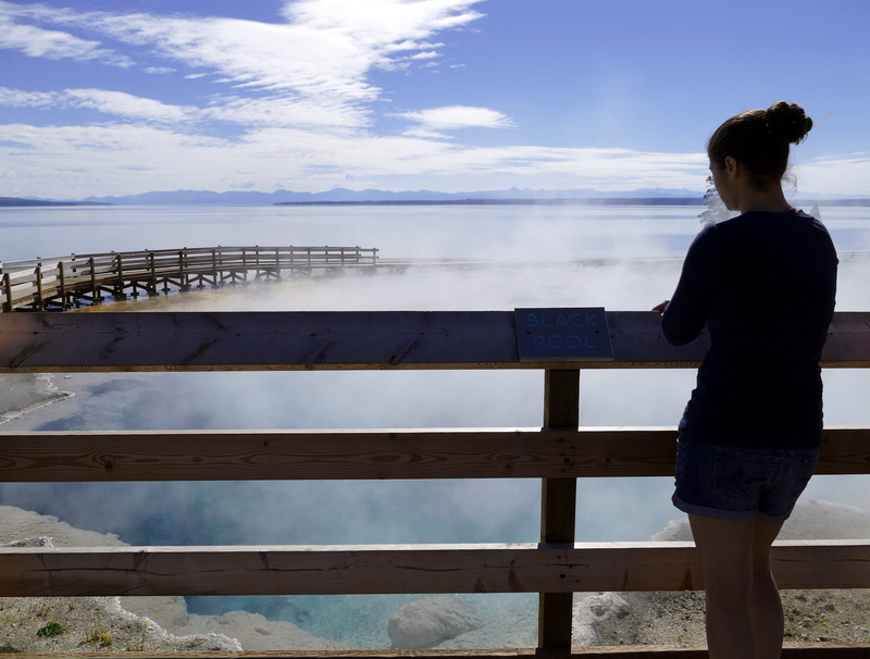 day, looking at view, one person, 1080P, Geothermal, railing, thermal, volcanic, women, three quarter length, black pool, nature, sea, beauty in nature