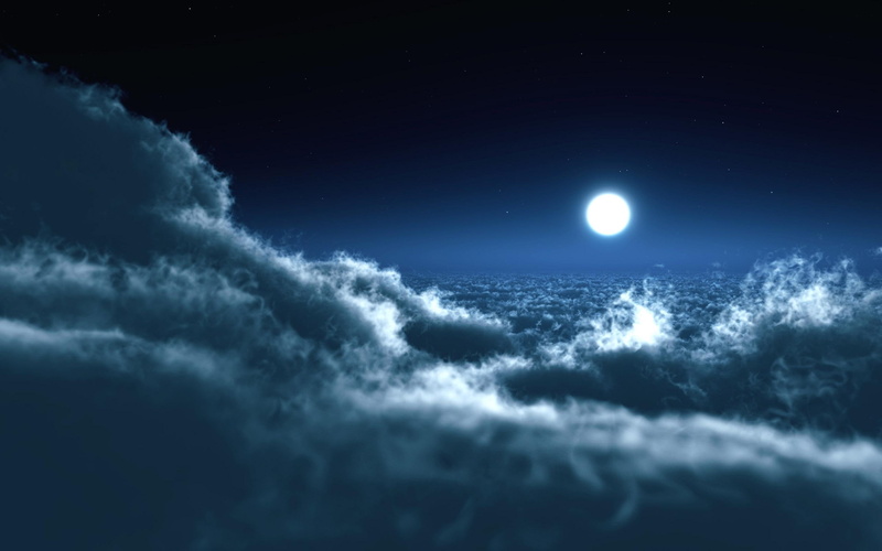 full, 2K, sky, clouds, moon, 3d and abstract, heaven, s