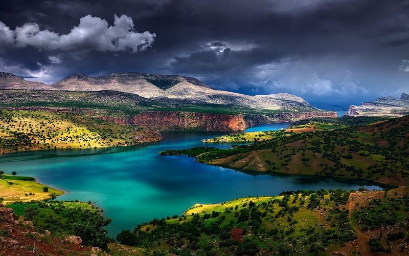 tranquility, outdoors, clouds, nature, land, sky, river, mountains, scenics - nature, lagoon, turquoise colored, lake, non-urban scene, travel destinations