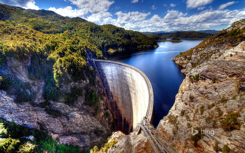 1080P, Bing, dam, river, Australia, nature