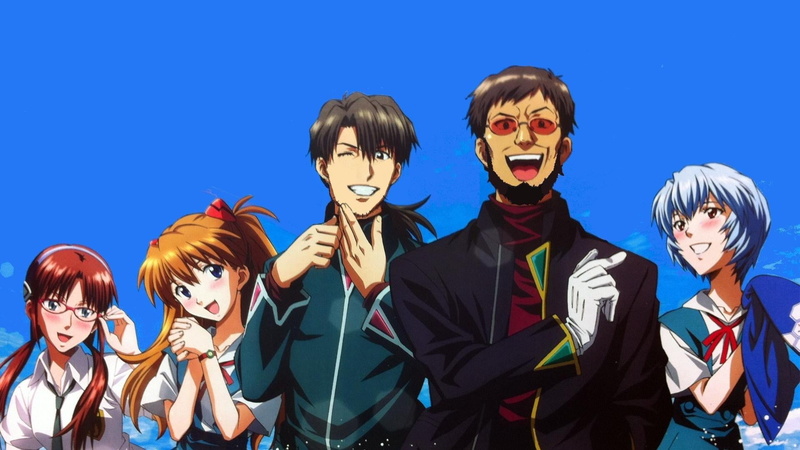 Ayanami Rei, fun, females, young women, males, people, men, Ryoji Kaji, blue, young adult, costume, child, group of people, anime, small group of people