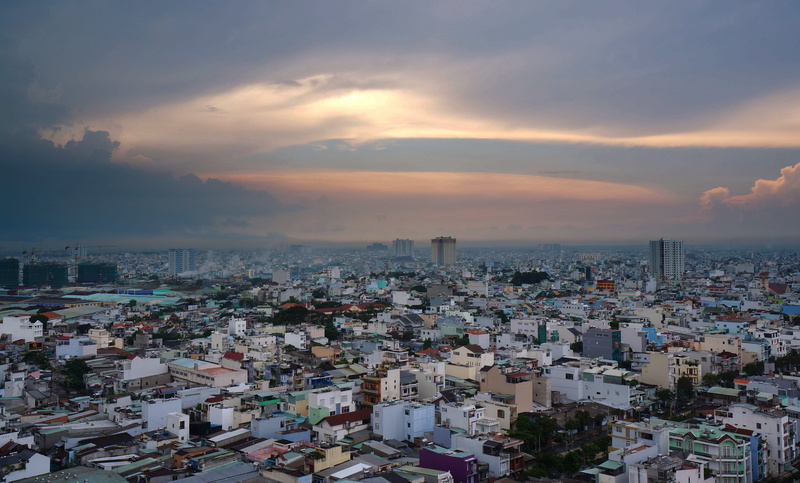 pm, scene, building exterior, office building exterior, skyscraper, cloud - sky, 4K, sky, cityscape, sunset, architecture, saigon, settlement, the city