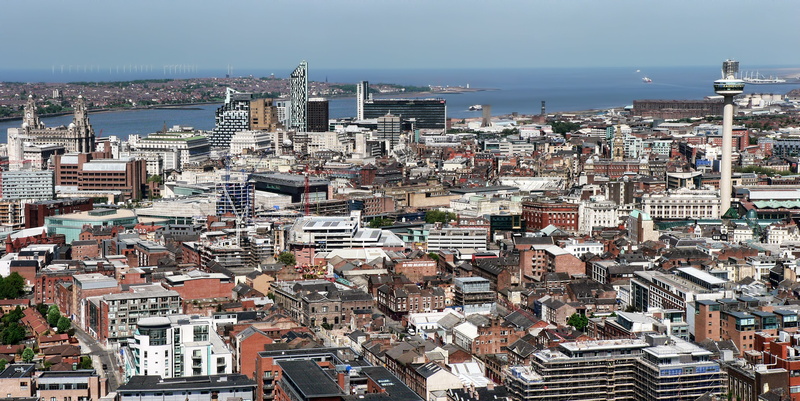 architecture, high angle view, sea, roof, building, water, outdoors, sky, nature, merseyside, crowd, travel destinations, cityscape, 2K, city, building exterior