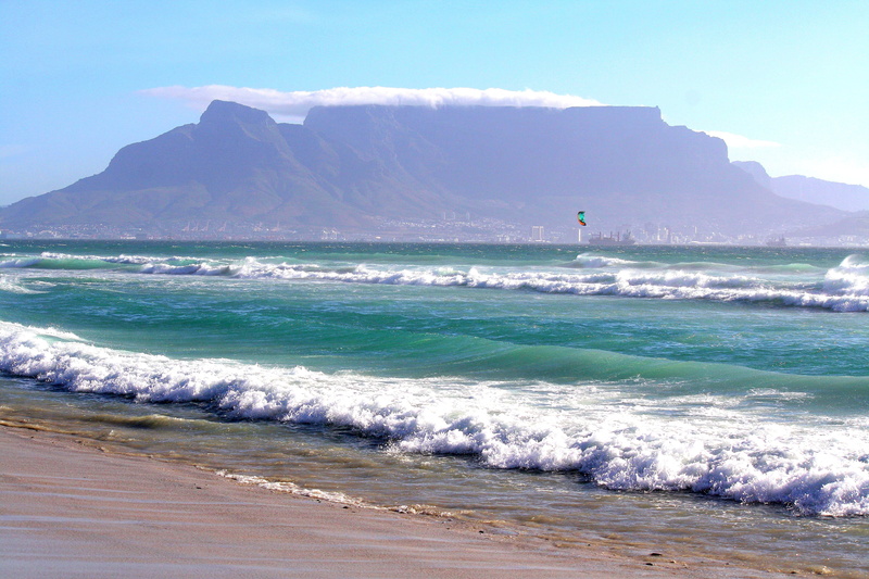 sky, scenics - nature, outdoors, nature, table mountain, travel destinations, beauty in nature, sand, wave, leisure activity, surfing, cape town, day, mountain