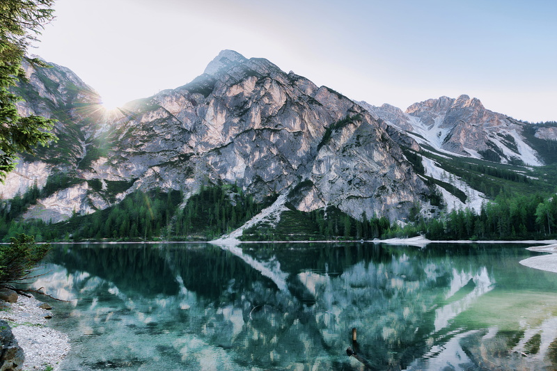 lake, reflection, 5K, tumblr, trees, cold temperature, water, travel, snowcapped mountain, mountain range, idyllic, reflection lake, rocks, no people