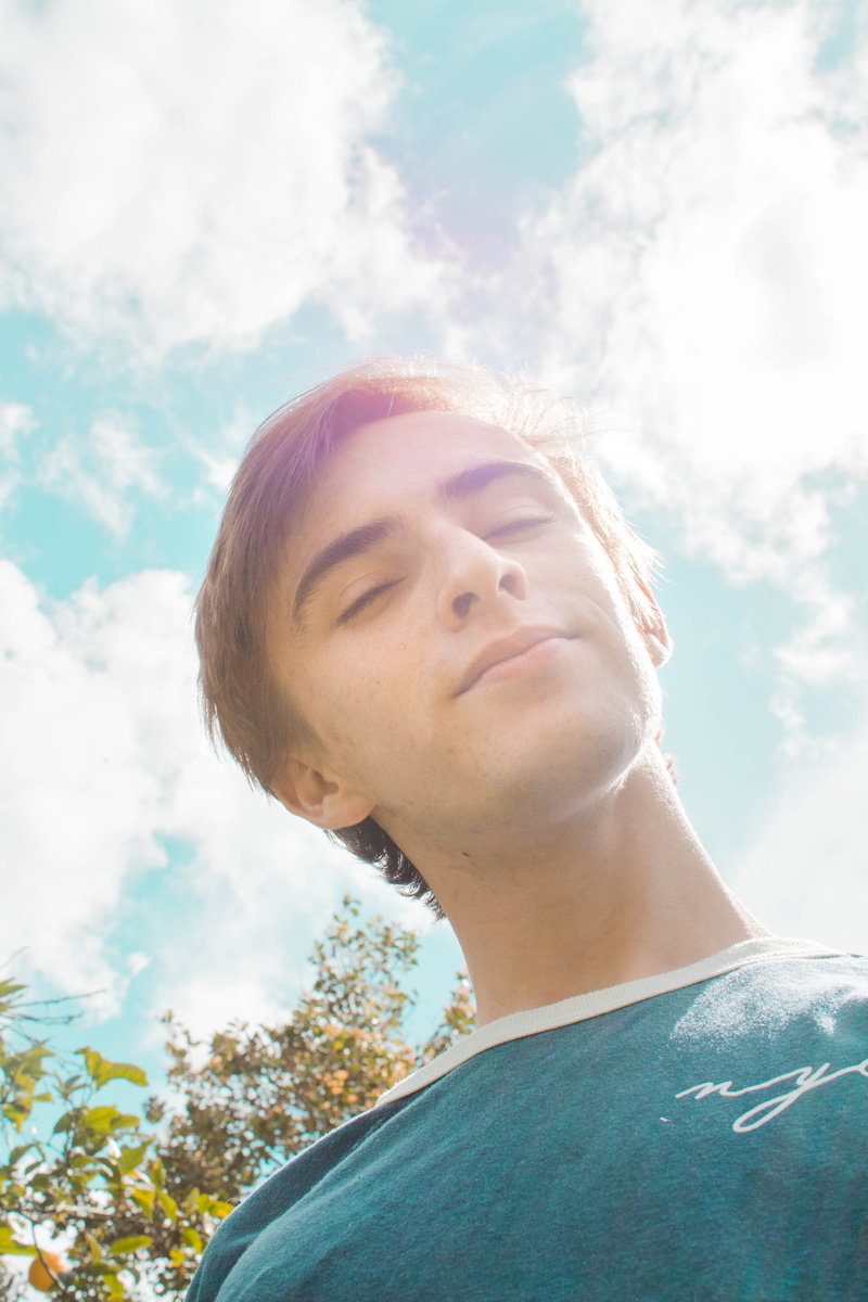 sky, beautiful woman, cloud - sky, blue, young adult, sun, one person, leisure activity, sunlight, inspiration, streetstyle, nature, 4K, clouds, instagram