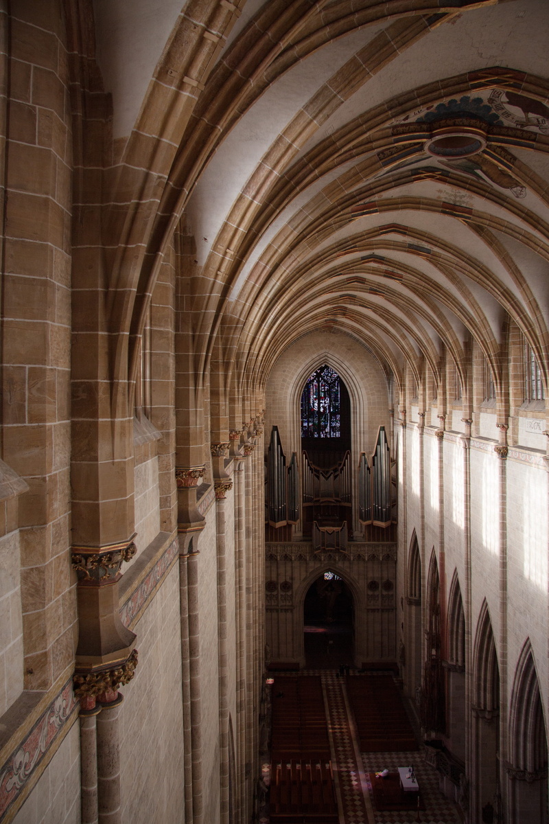 benches, cross ribs connection, no people, religion, rows of benches, pointed arches, history, abbey, organ empore, gothic style, travel destinations, pew