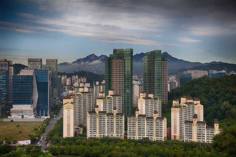 urban skyline, city, day, travel destinations, landscape, outdoors, rise, 5K, high, republic of korea, cloud - sky, built structure, nature, no people