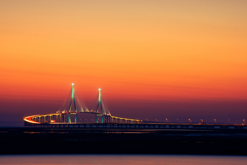 lights, bridge, korea, city, 1080P, incheon