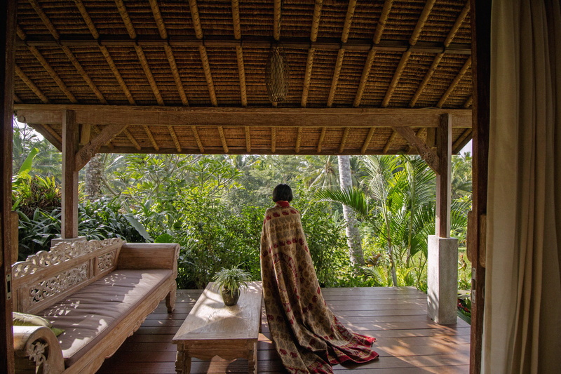 hut, casual clothing, 5K, architectural column, person, nature, built structure, indoors, sari, lifestyles, clothing, wood - material, porch, young adult