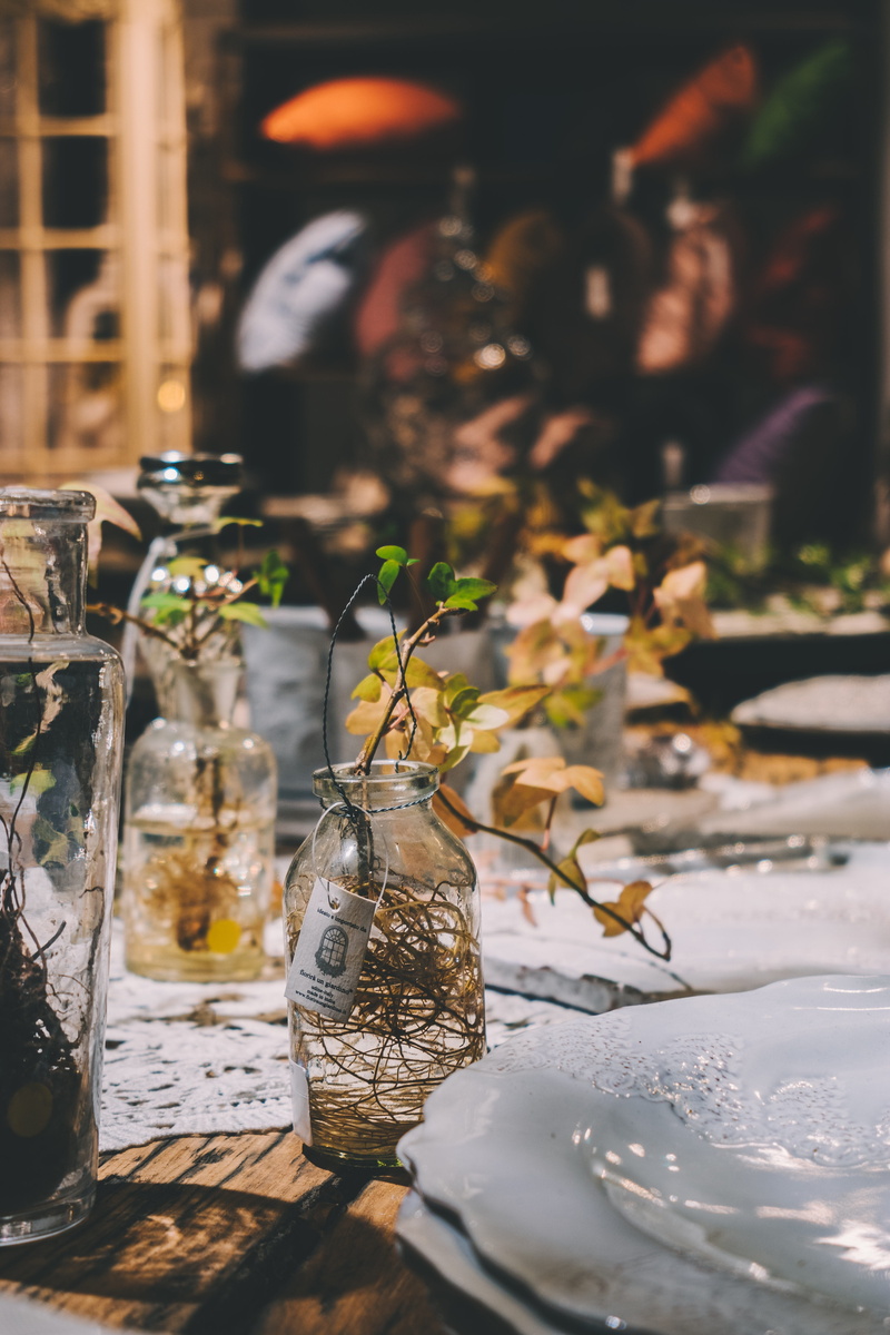 herbs, restaurant, vase, clear, container, day, human, nature, glass, beer glass, table, setting, sinsa-dong, furniture, close-up, drink, beverage, indoors