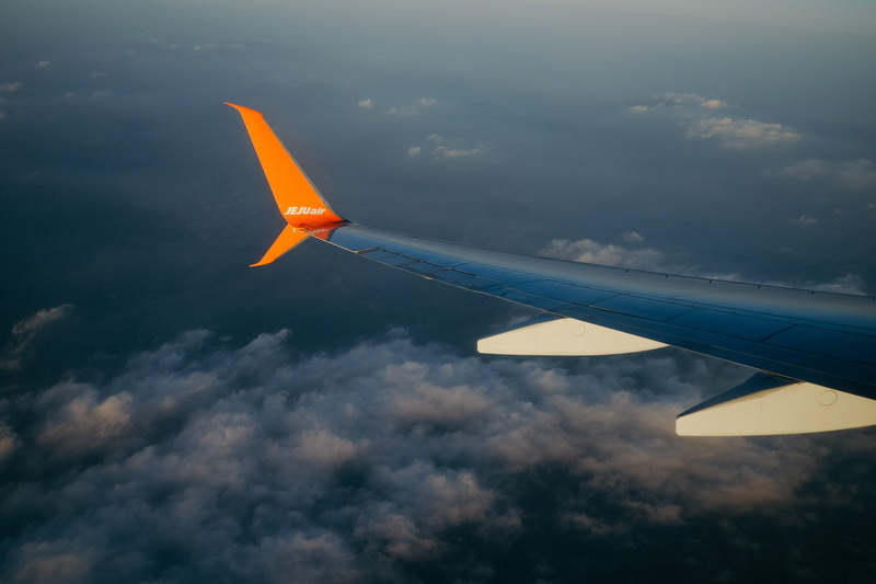 south korea, outdoors, beoing, on the move, 4K, airline, nature, jeju, aircraft, low angle view, air vehicle, cloud - sky, day, motion, flying, airliner