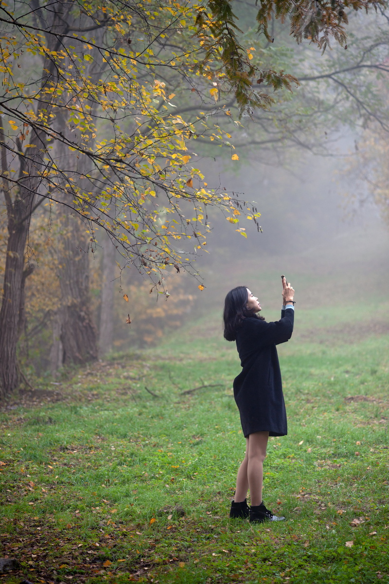korea, photography by, leisure activity, native, photography, outdoors, one person, hairstyle, lifestyles, landscape, field, young adult, dating, autumn leaves