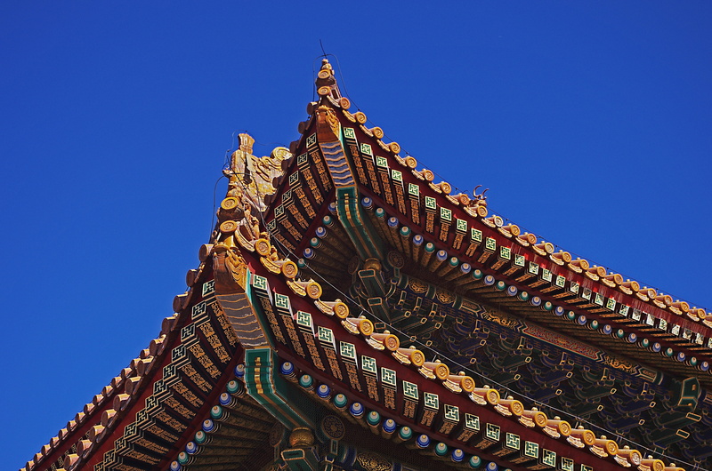 nature, built structure, place of worship, low angle view, roof tile, china, building exterior, religion, daytime, no people, clear sky, architecture, city