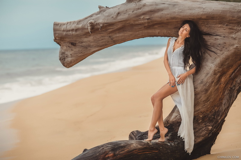 beauty, hairstyle, water, land, fashion, beautiful woman, real people, young women, barefoot, beach, nature, day, Ivan Chinilov, beauty in nature, closed eyes