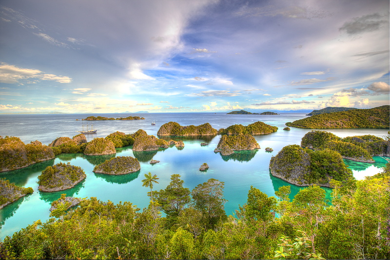Islands, Besir, sea, hdr, Indonesia, yachts, West Papua, tropics, 4K