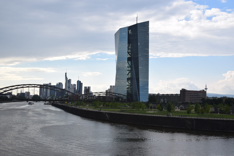 building, skyline, no people, bridge - man made structure, cloud - sky, ecb, tall - high, travel destinations, european central bank, frankfurt a, m, connection